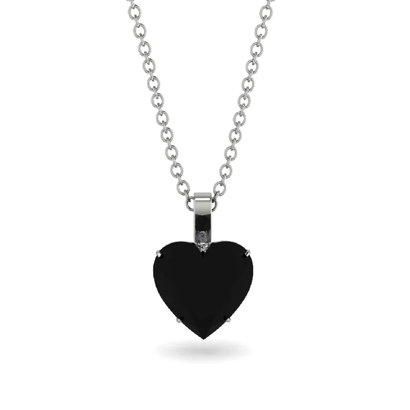 women's necklaces with turquoise -Heart Black Diamond Necklace - Noelle No. 9