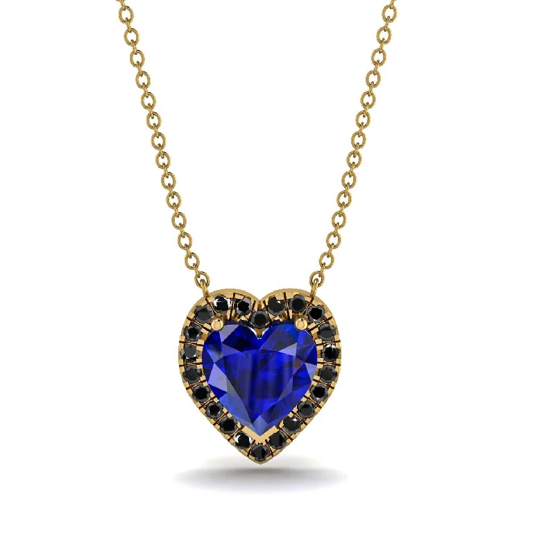 women's necklaces with pearl -4.7Ct Sapphire Halo Heart Necklace - Jaylene No. 43