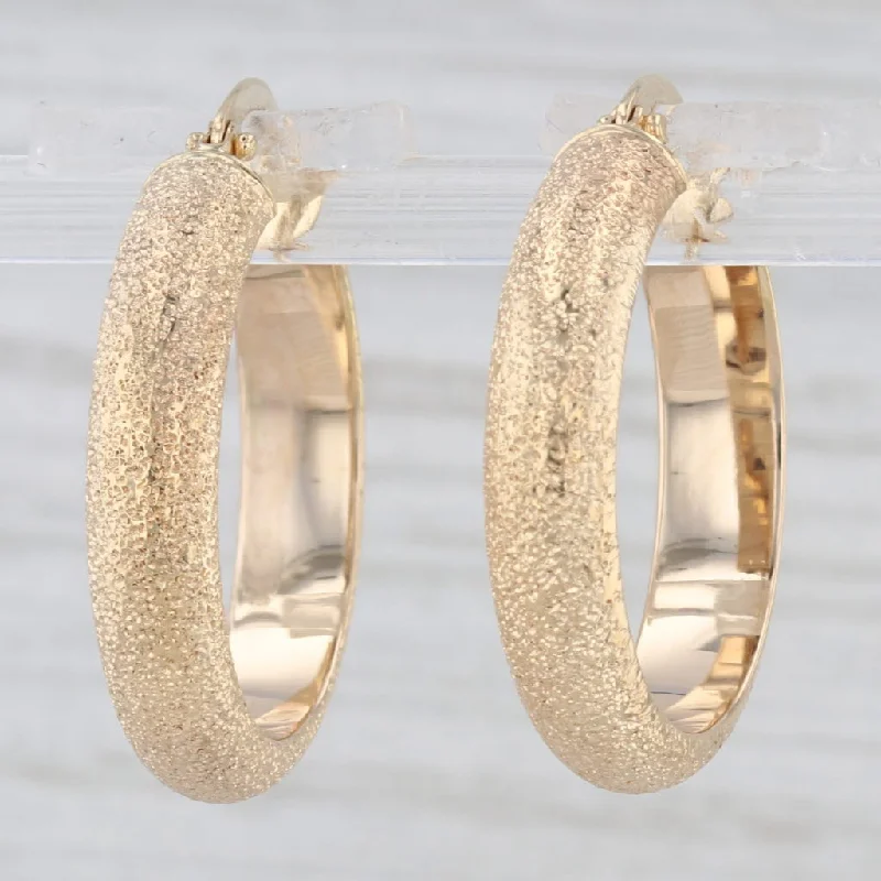 women's earrings with modern elegance -Brushed Hoop Earrings 14k Yellow Gold Snap Top Round Hoops Milor Italy