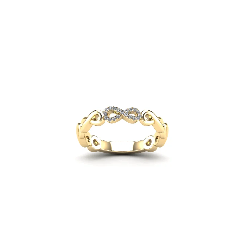 women's engagement rings with yellow gold -Diamond Infinity Shaped Ring (14K)