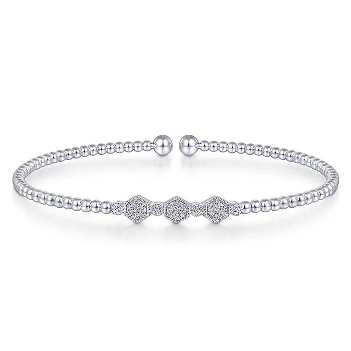 women's bracelets with charm collection -Bujukan Cuff Bracelet with Cluster Hexagons