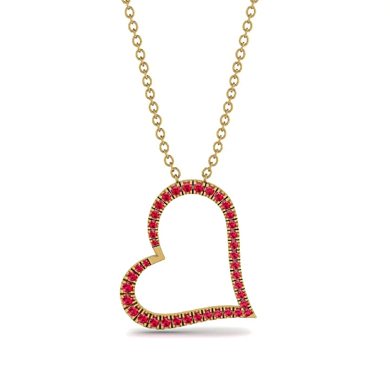 women's necklaces with crystal accents -Ruby Heart Necklace - Claudia No. 10