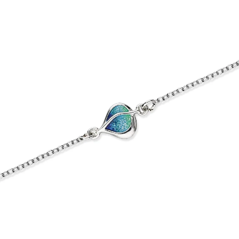 women's bracelets with thin chain -Leah Enamel Silver Bracelet EBL120