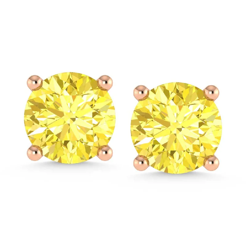 women's earrings with teardrop gemstones -14K Rose Gold Lab Grown Yellow Diamond 1 1/2 Ct.Tw. Stud Earrings