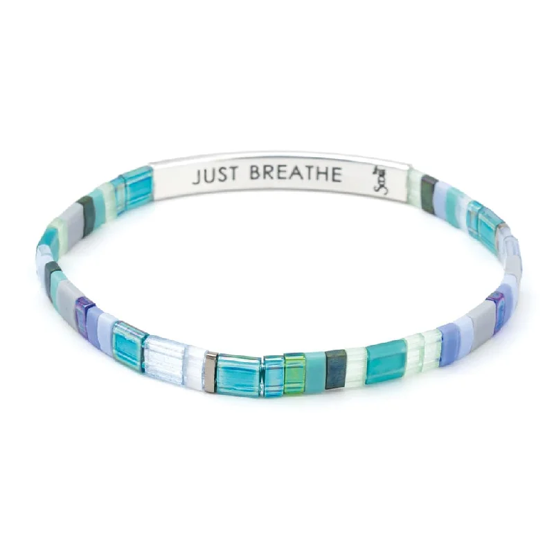 women's bracelets with colorful stones -Good Karma Miyuki Bracelet |  Just Breathe - Turquoise/Green/Silver