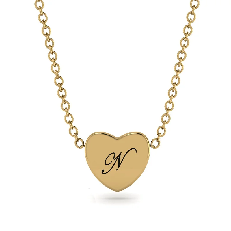 women's necklaces with romantic design -Heart Initial Necklace - Emory No. 1