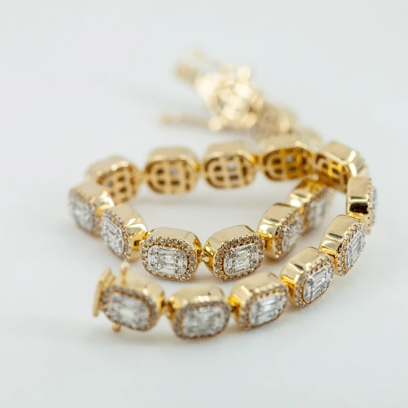 women's bracelets with sapphires -7.0 ctw Baguette Diamond Bracelet 14k Yellow Gold