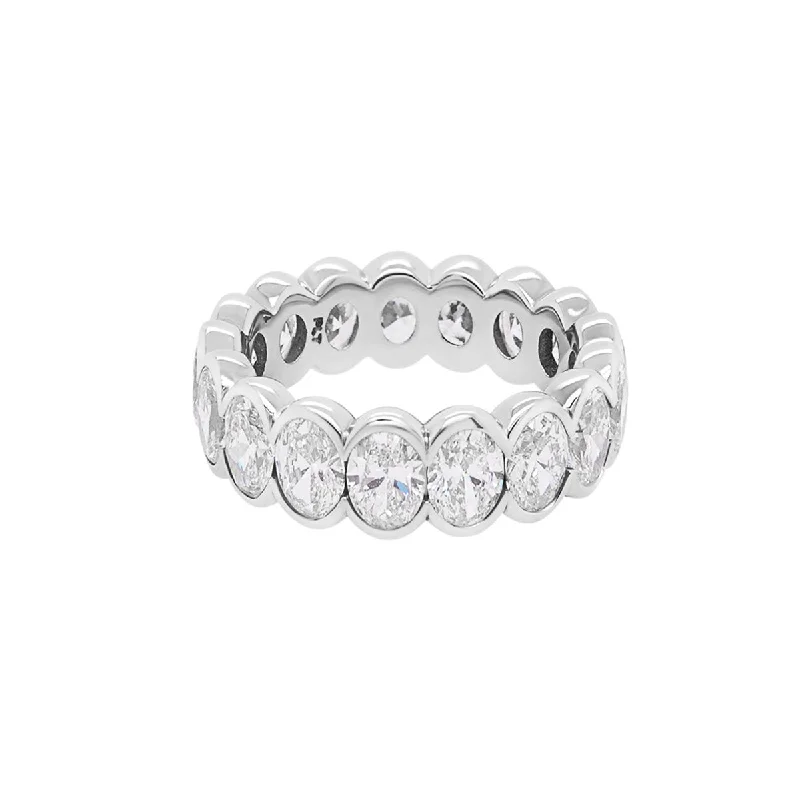 women's engagement rings with infinity design -Oval Half Bezel Diamond Eternity Ring | 8.37GMS 5.14CT