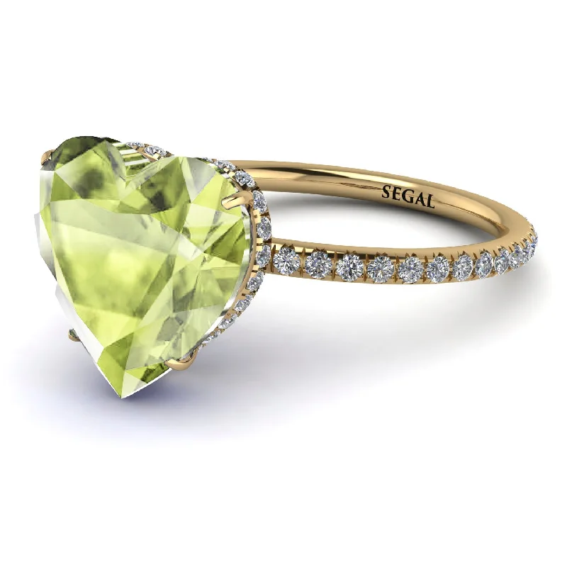 women's engagement rings with oval diamonds -Heart Shape Peridot Ring - Noelle No. 701