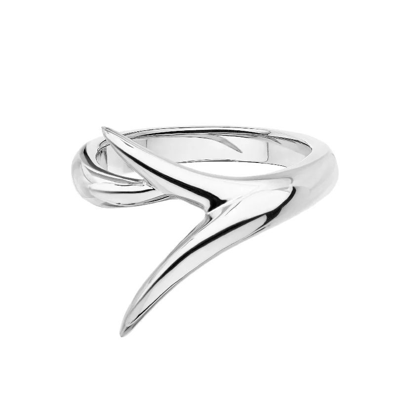 women's rings with sparkly band -Interlocking Embrace Ring - 18ct White Gold