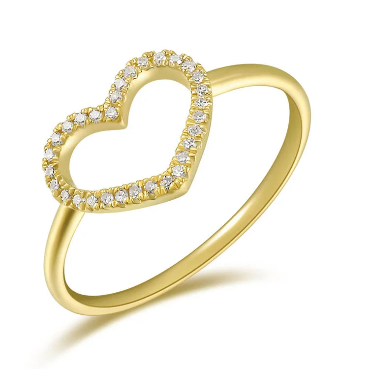 women's engagement rings with open setting -Classic Diamond Heart Ring made in 14K Gold