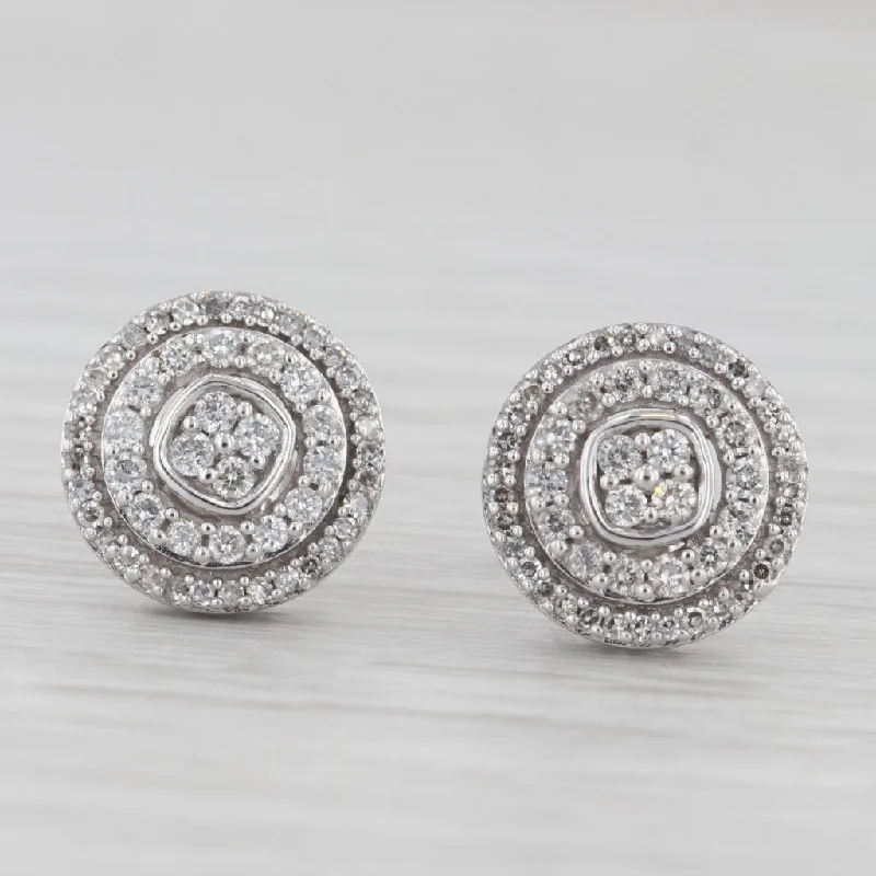 women's earrings with classic dangling style -0.50ctw Diamond Halo Stud Earrings 10k White Gold