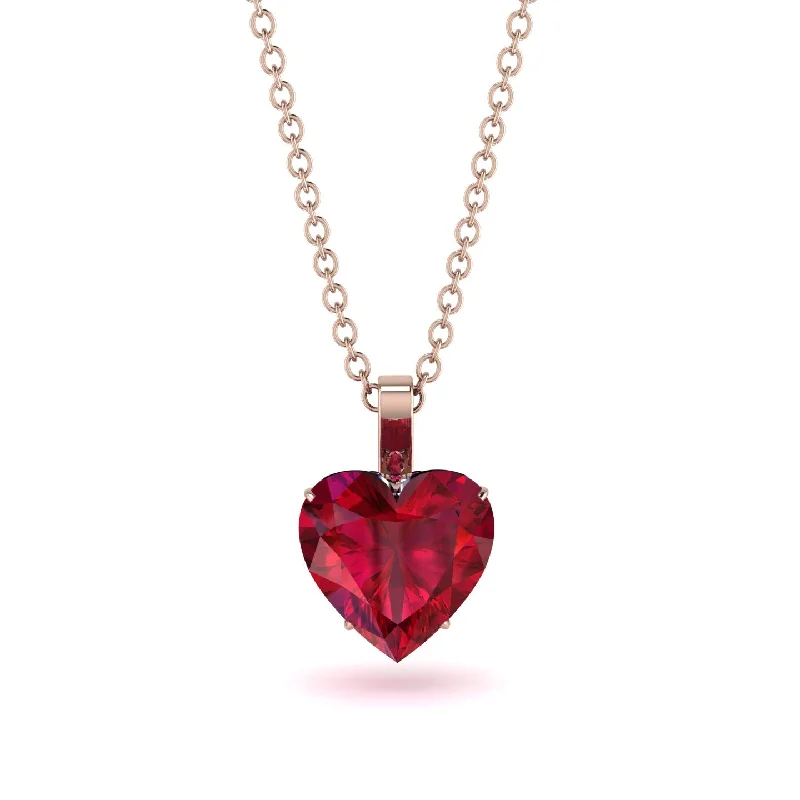 women's necklaces with layered design -Heart Ruby Necklace - Noelle No. 56