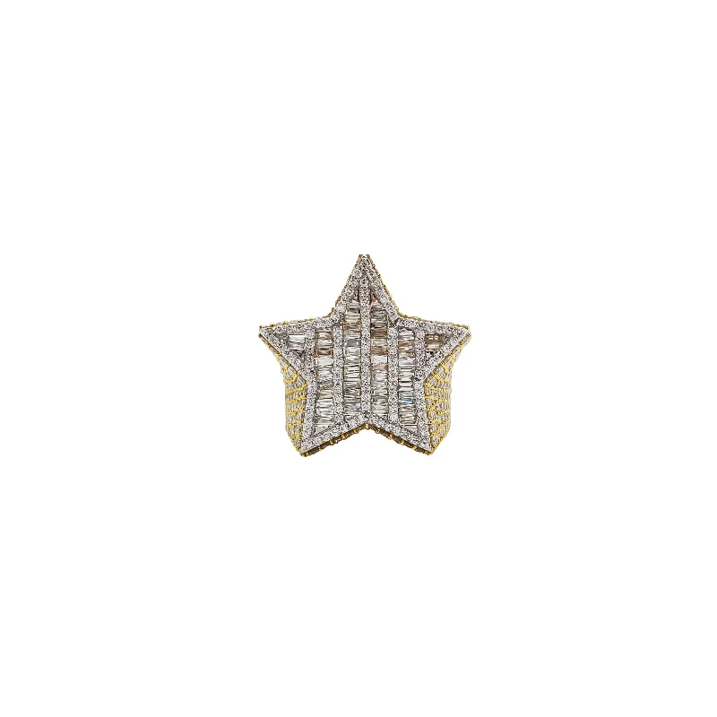 women's engagement rings with split shank -Diamond Two Tone Star Ring (14)