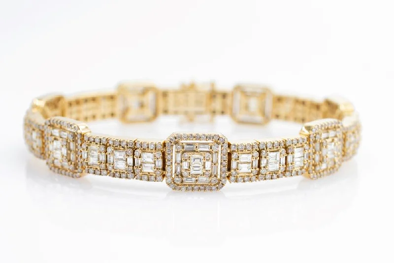 women's bracelets with gemstone accents -8.5 CT Baguette Diamond Bracelet 14K