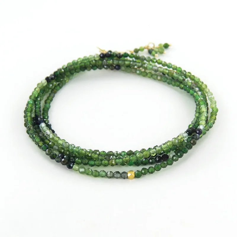 women's necklaces with layered design -14k Green Tourmaline Wrap Bracelet & Necklace with 18K Hex Bead