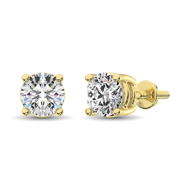 women's earrings with emerald -14K Yellow Gold 1/10 Ct.TY. Premium Diamond Stud Earrings