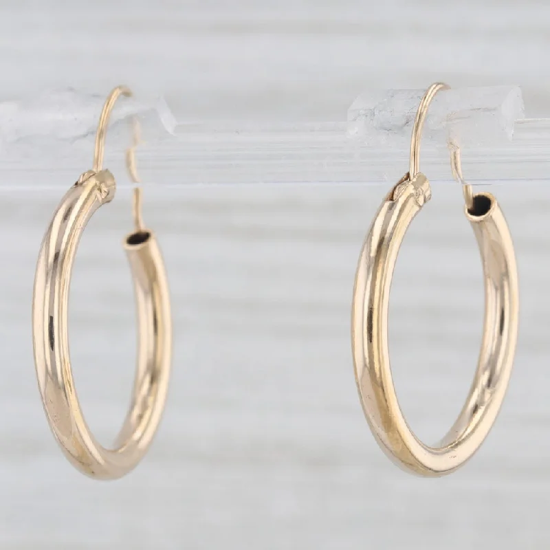 women's earrings with geometric design -Gold Hoop Earrings 14k Yellow Gold Pierced Round Hoops