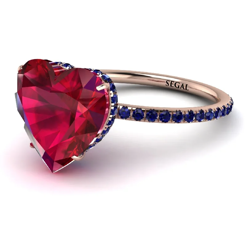 women's engagement rings with halo setting -Heart Shape Ruby Ring - Noelle No. 71