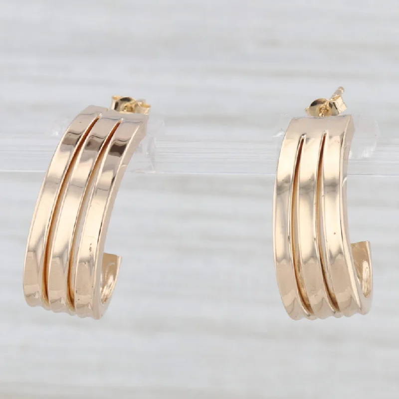 women's earrings with vintage style -14k Yellow Gold J Hook Lightweight Earrings