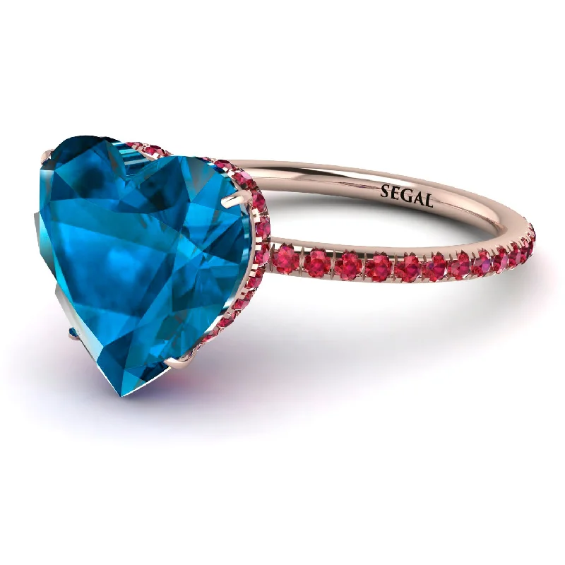 women's engagement rings with tapered band -Heart Shape Blue Topaz Ring - Noelle No. 511