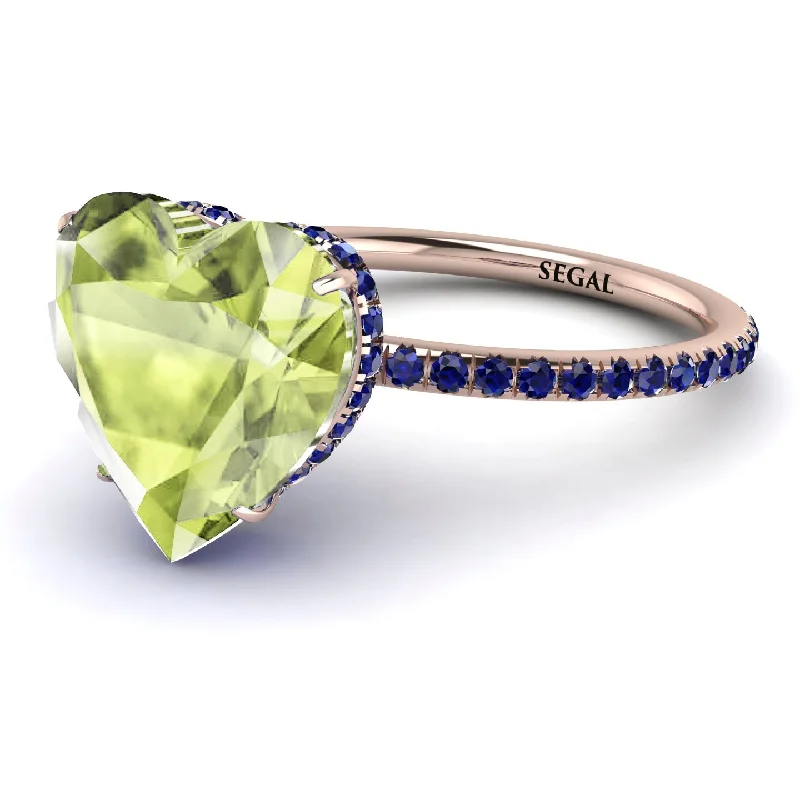 women's engagement rings with cluster setting -Heart Shape Peridot Ring - Noelle No. 714