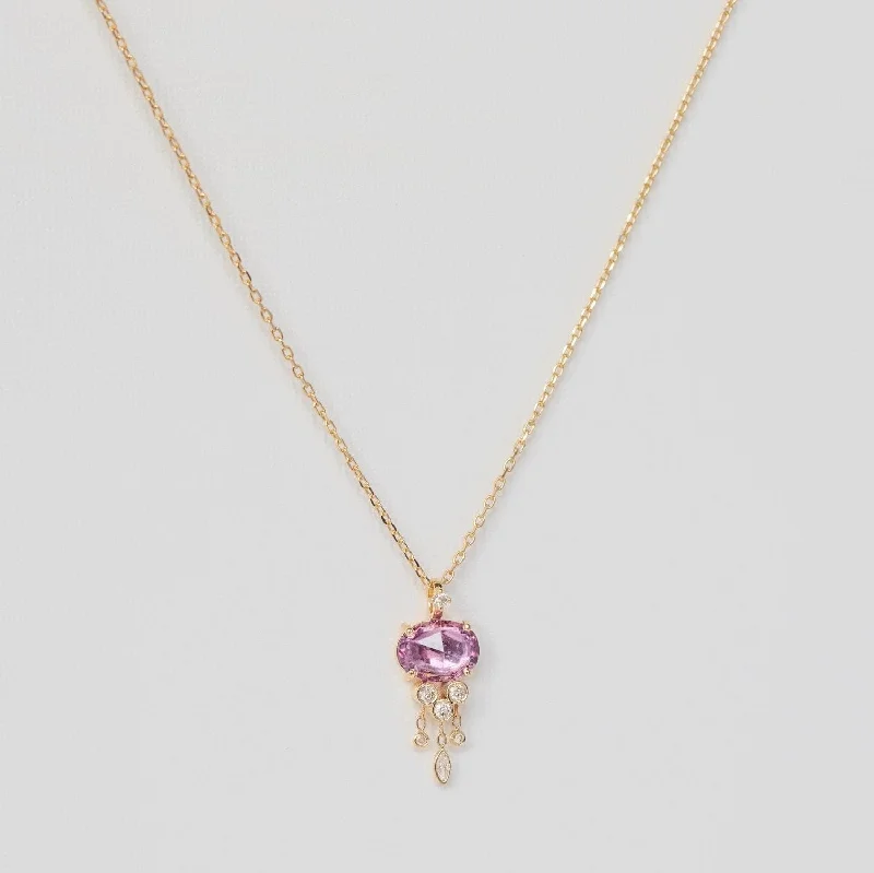 women's necklaces with stylish clasp -One of a Kind Pink Sapphire & Dangling Diamonds Jellyfish Necklace