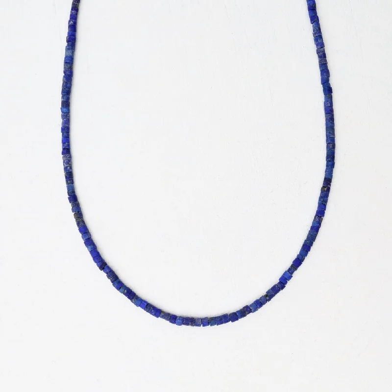 women's necklaces with personalized pendant -Lapis Simple Stone Necklace