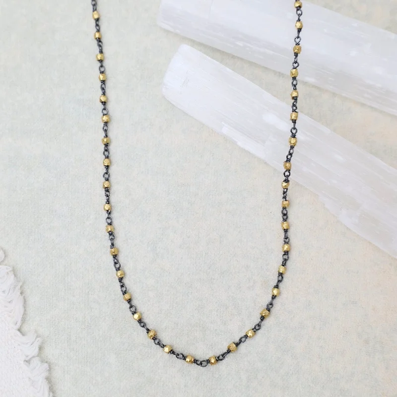 women's necklaces with bar pendant -Two Tone Bead Necklace