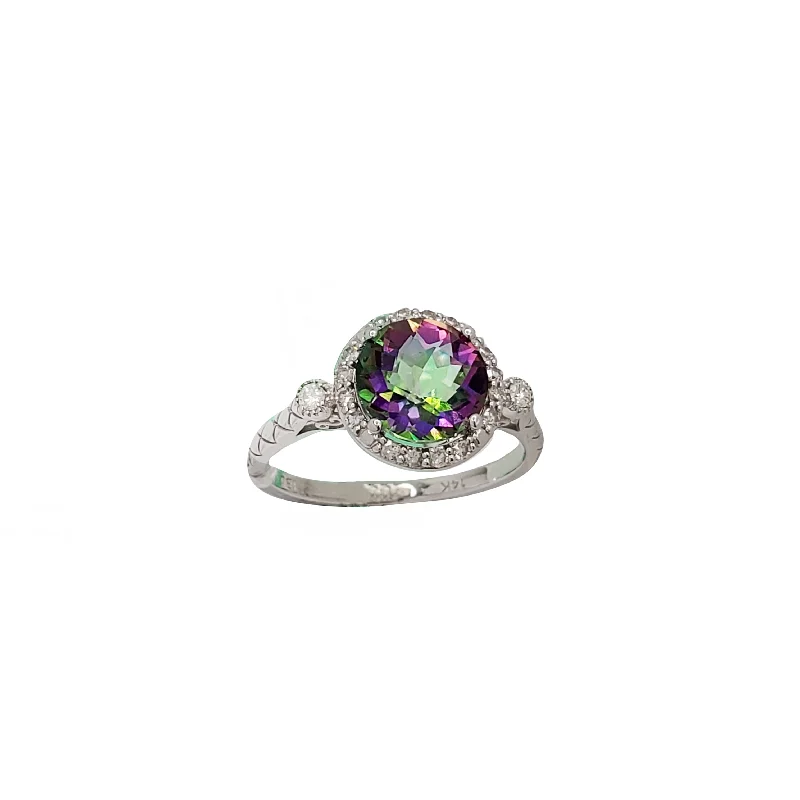 women's engagement rings with simple band -Mystic Topaz & Diamond Lady Ring (14K)