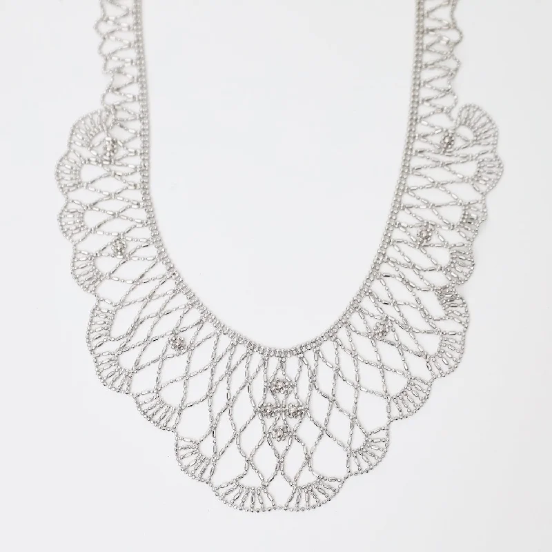 women's necklaces with diamond pendant -Sterling Full Dramatic Large Lace Necklace