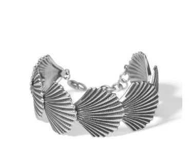 women's bracelets with sparkling diamonds -Silver Shells Flex Cuff Bracelet