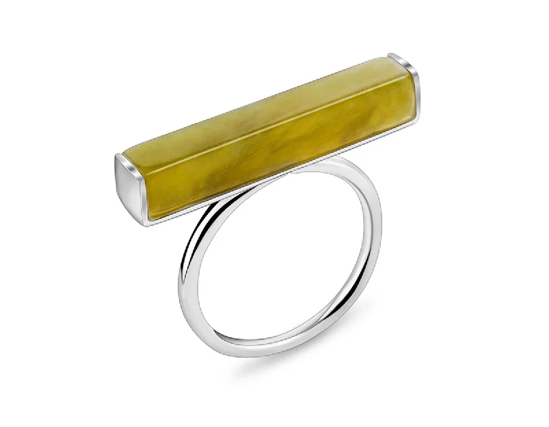 women's rings with double stone -Serpentine Bar Ring