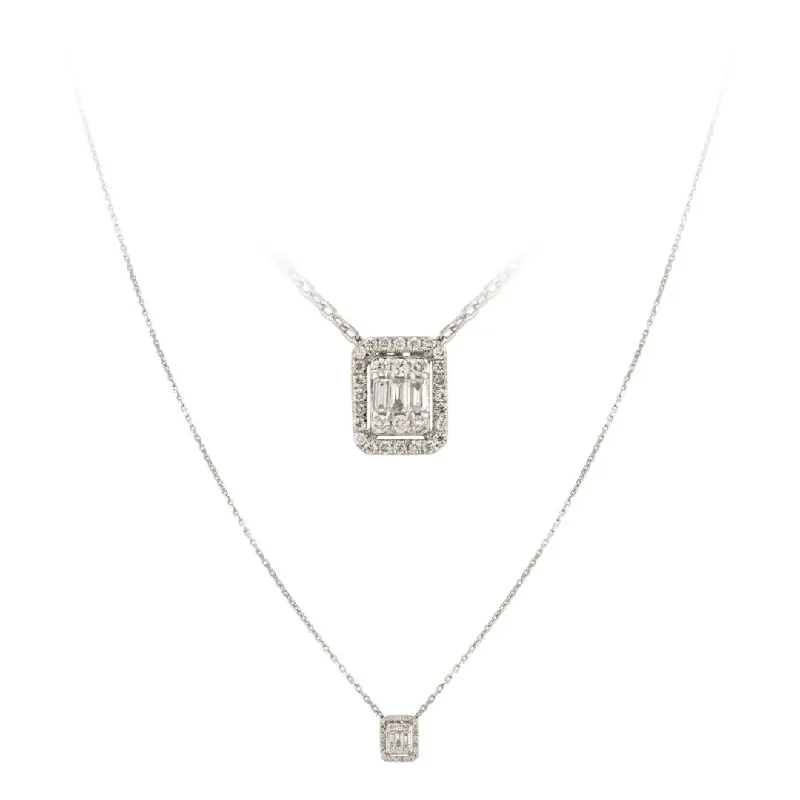 women's necklaces with teardrop pendant -White Gold Rectangular Diamond Necklace