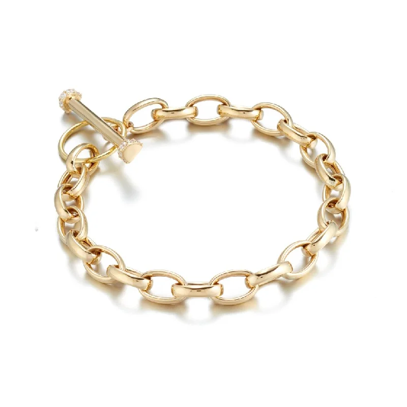 women's bracelets with minimalist design -Diamond Toggle Link Bracelet