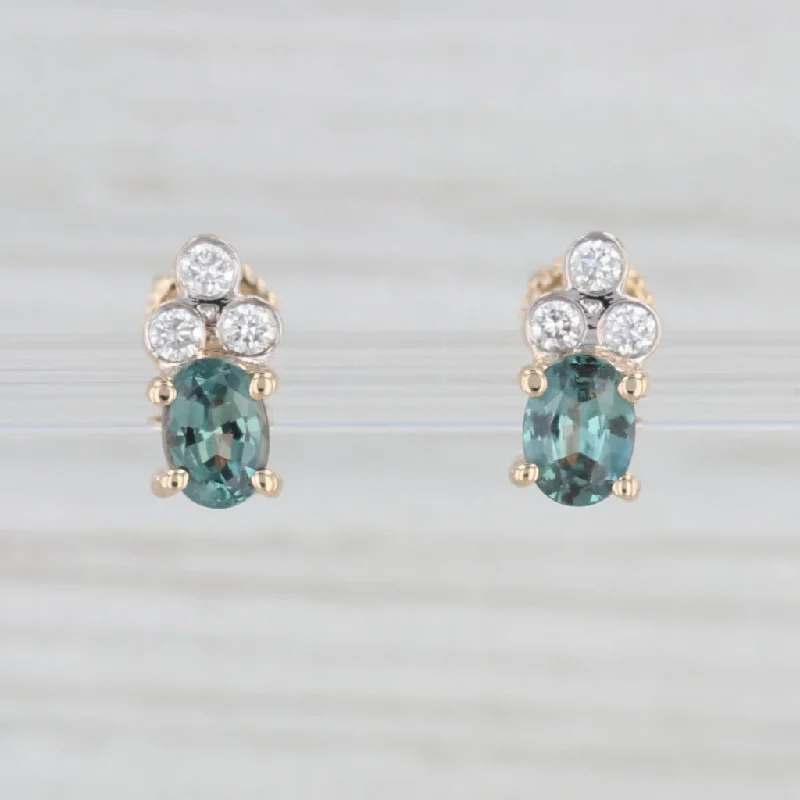 women's earrings with butterfly design -1.23ctw Alexandrite Diamond Stud Earrings 14k Yellow Gold