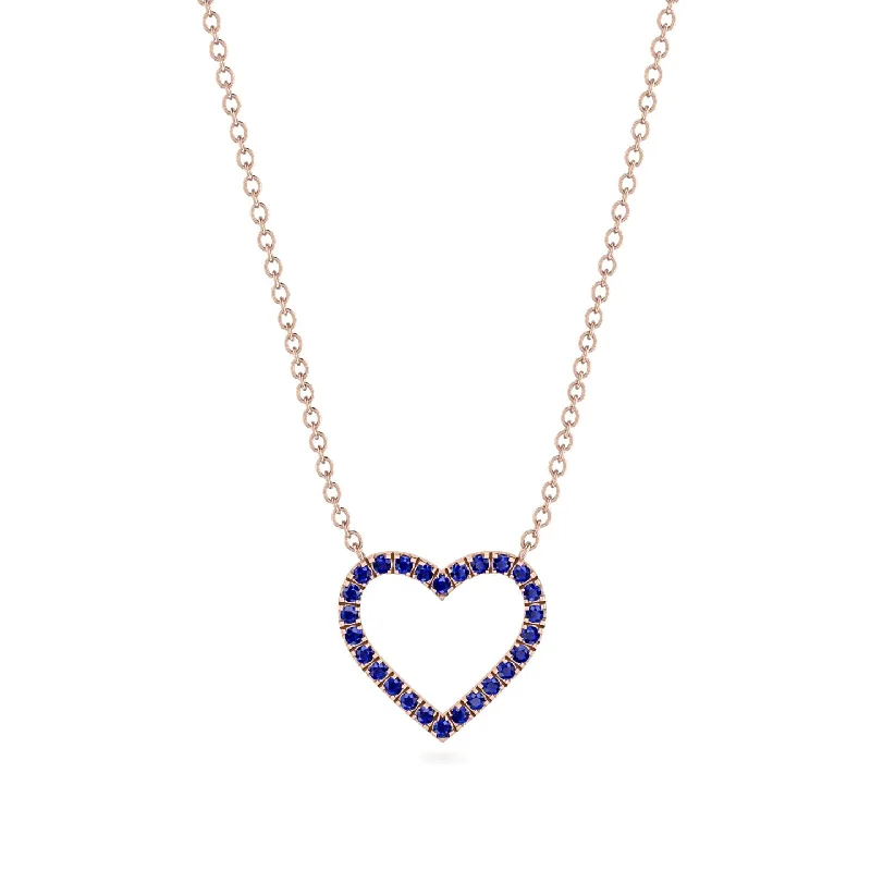 women's necklaces with diamond -Heart Shaped Sapphire Necklace - Marie No. 14