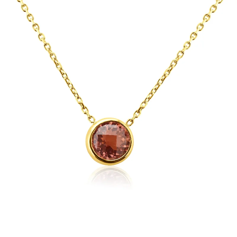 women's necklaces gold -14k Yellow Gold Peach Tourmaline Necklace