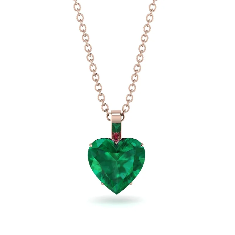 women's necklaces with platinum chain -Heart Emerald Necklace - Noelle No. 50