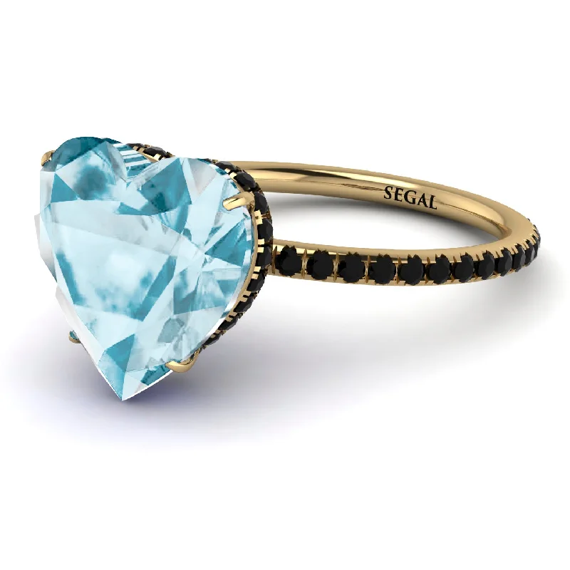 women's engagement rings with heart-shaped accents -Heart Shape Aquamarine Ring - Noelle No. 407