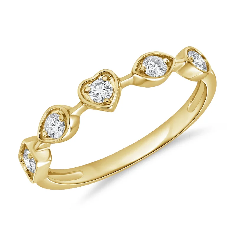 women's engagement rings with asymmetrical design -Diamond Heart Ring made in 14K Gold