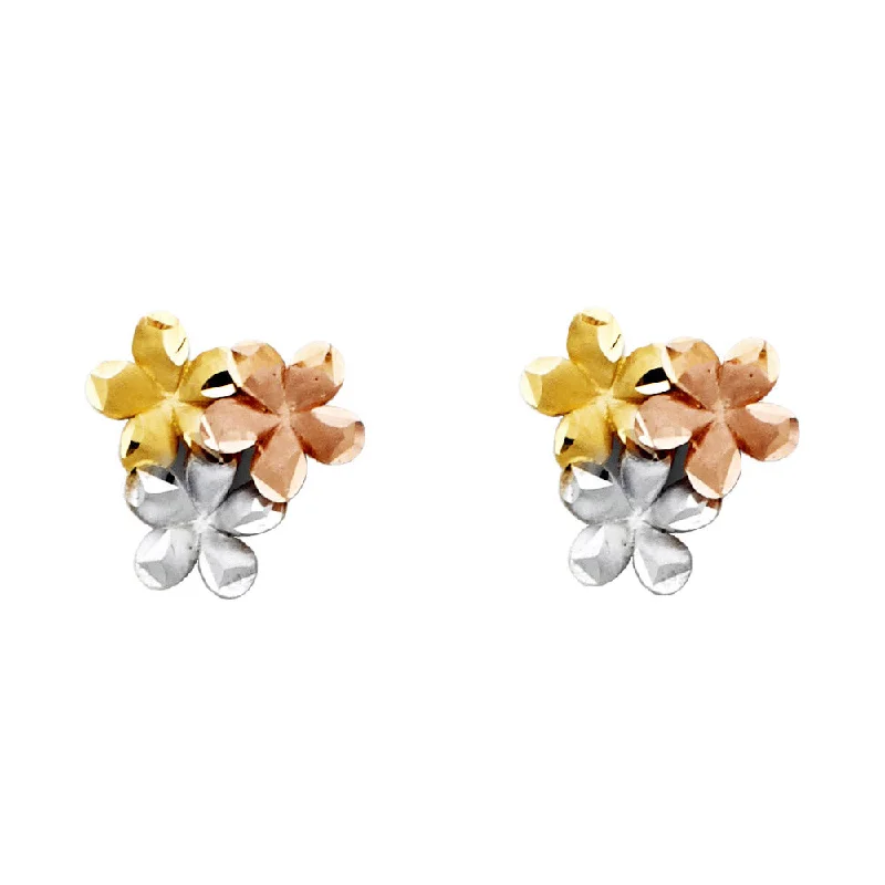 women's earrings with pearl drop -14K 3C 11mm Flower Stud Earrings