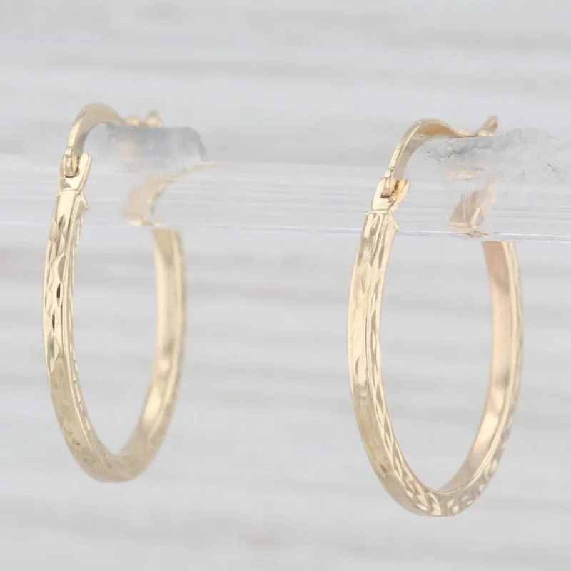 women's earrings with modern elegance -Etched Round Hoop Earrings 10k Yellow Gold Snap Top Hoops