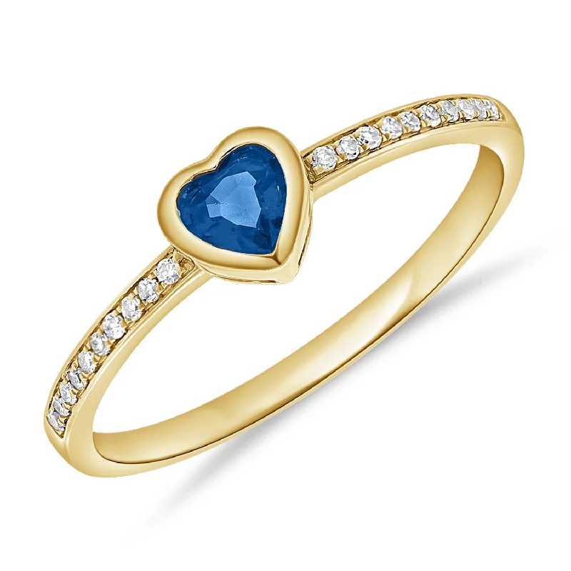 women's engagement rings with custom design -Heart Ring with Sapphires & Diamonds