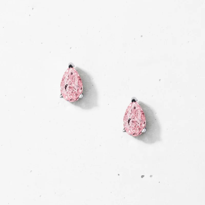 women's earrings with bezel-set stones -Crushed Ice Pear Stud Earrings