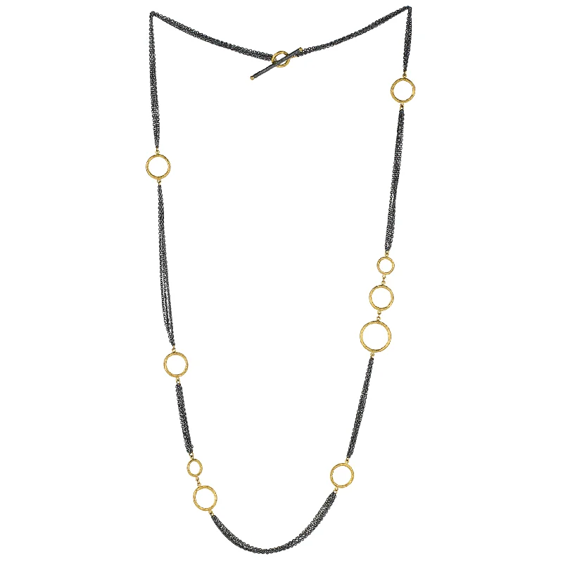 women's necklaces with heart-shaped pendant -Lika Behar "Bubbles" Multichain Necklace in Sterling Silver & 24K Gold 36" BUB-N-111-GOX