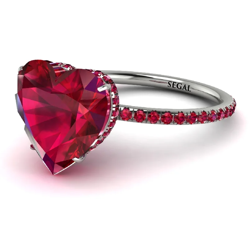 women's engagement rings with white gold -Heart Shape Ruby Ring - Noelle No. 57