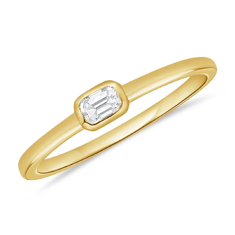 women's engagement rings with sapphire -Emerald-Cut Diamond Solitaire Ring in 14K Gold