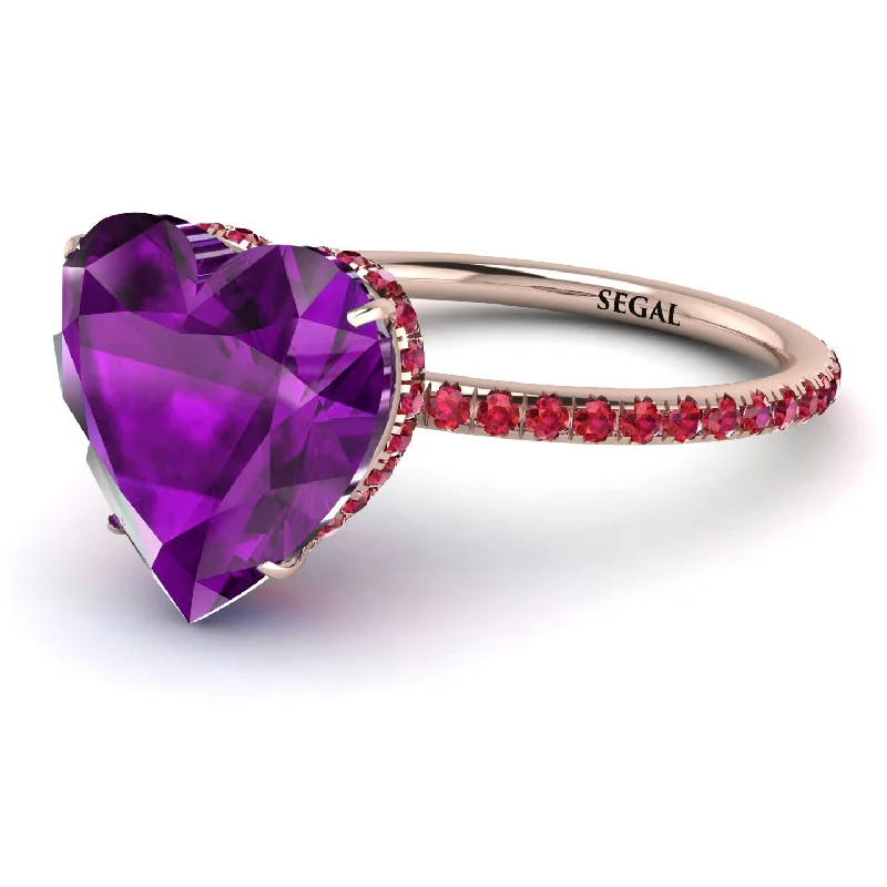 women's engagement rings with intricate patterns -Heart Shape Amethyst Ring - Noelle No. 311