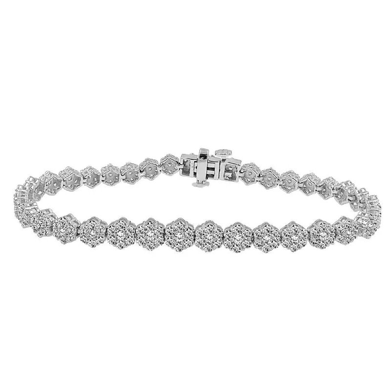 women's bracelets with woven design -LADIES BRACELET 5.00CT ROUND DIAMOND 14K WHITE GOLD